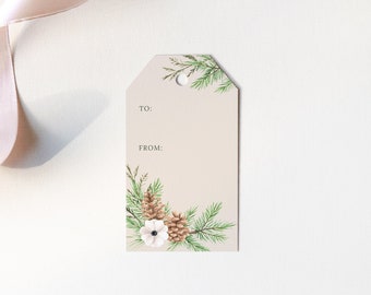 Set of 8 Handmade Vintage Inspired Christmas Gift Tags - Framed Pine Cone Christmas Tags Tripled Layered