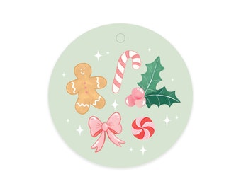 Gingerbread Cheer Circle Gift Tags | Set of 8 Gift Tags