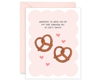 Pretzel Life Twists Greeting Card | Anniversary + Love Card | Valentine's Day Card | Friendship Appreciation Card | Sweet Love Pun Card