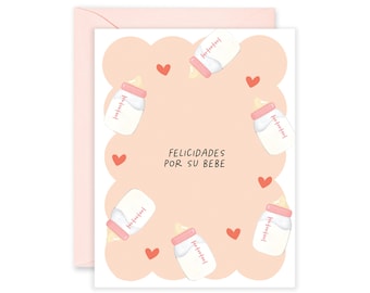 Felicidades Por Su Bebe Greeting Card | New Baby Card | Spanish Baby Shower Card | New Baby Congratulations Card | Sprinkle Shower Card