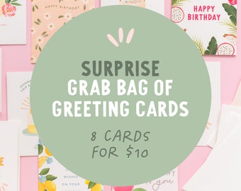 Surprise Grab Bag Of Slightly Imperfect Or Discontinued Greeting Cards | Mystery Bundle of Greeting Cards