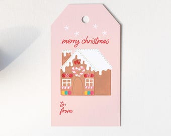 Pink Gingerbread Gift Tag Set | Festive Holiday Gift Wrap Tag Set | Pink Hanging Christmas Gift Tags | Christmas Gift Tags | Pinkmas