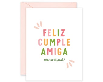 Feliz Cumple Amiga Estas En Tu Peak Greeting Card | Happy Birthday Card For Amiga | Cards In Spanish | Feliz Cumpleanos Card