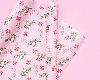 Sweet Pink Christmas Gift Wrap | Christmas Wrapping Paper | Holiday Wrapping Paper | Candy Cane Christmas | Pink Christmas Gift Wrap