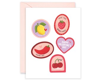 Valentine's Day Produce Stickers | Valentine's Day Card | Love Card | Anniversary Card