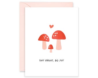 Tiny Sprout, Big Joy | New Baby Mushroom Greeting Card | Baby Shower Card | Baby Congratulations | New Mom Card | Nature Baby Shower