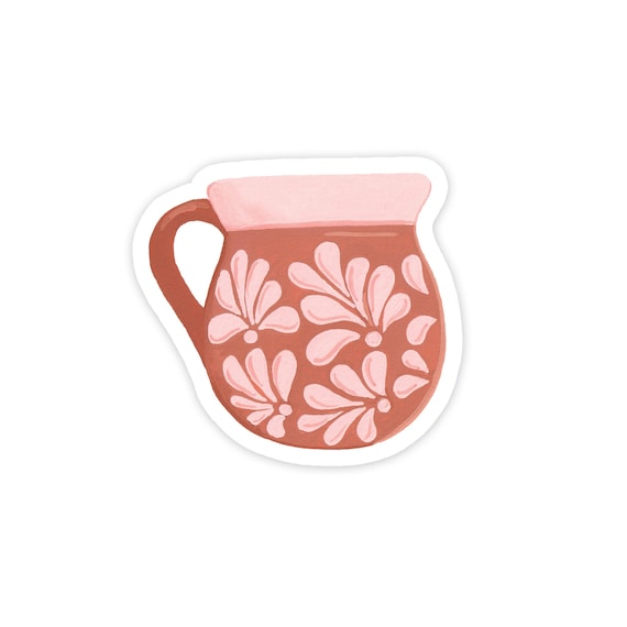 Talavera Tacita Sticker | Talavera Mexicana Coffee Mug | Small Pink Stickers | Spanish Stickers | Talavera Pottery Sticker