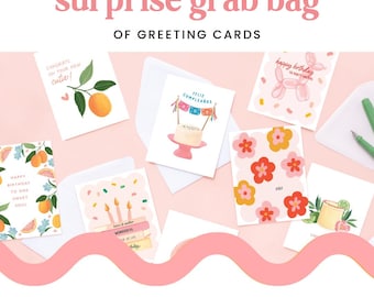 Surprise Grab Bag Of Slightly Imperfect Or Discontinued Greeting Cards | Mystery Bundle of Greeting Cards | Set of 10 cards