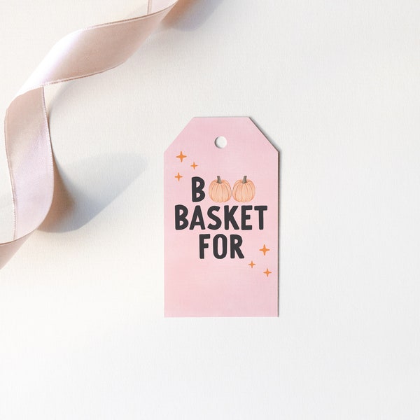 Halloween Boo Basket Tag | Happy Halloween Gift Tag | Spooky Season Tag  | Boo Basket Decor | Pink Halloween
