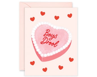 Boys Drool Cake | Galentine's Day Card |  Friendship Greeting Card
