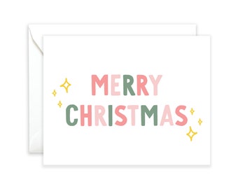 Merry Christmas Sparkle Greeting Card | Merry Christmas Greeting Card | Christmas Card Set | Pink Christmas