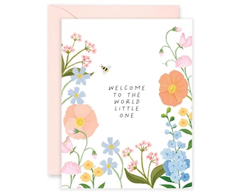 Welcome to the World Little One | New Baby Garden Greeting Card | Congrats Baby