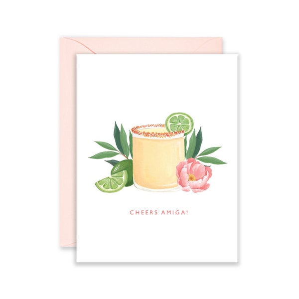 Cheers Amiga Marg Greeting Card | Margarita Card | Happy Birthday Card | Congrats Card | Birthday Margarita