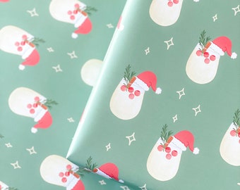 Santa Cocktail Christmas Gift Wrap | Christmas Wrapping Paper | Holiday Wrapping Paper | Cocktail Christmas | Christmas Gift Wrap