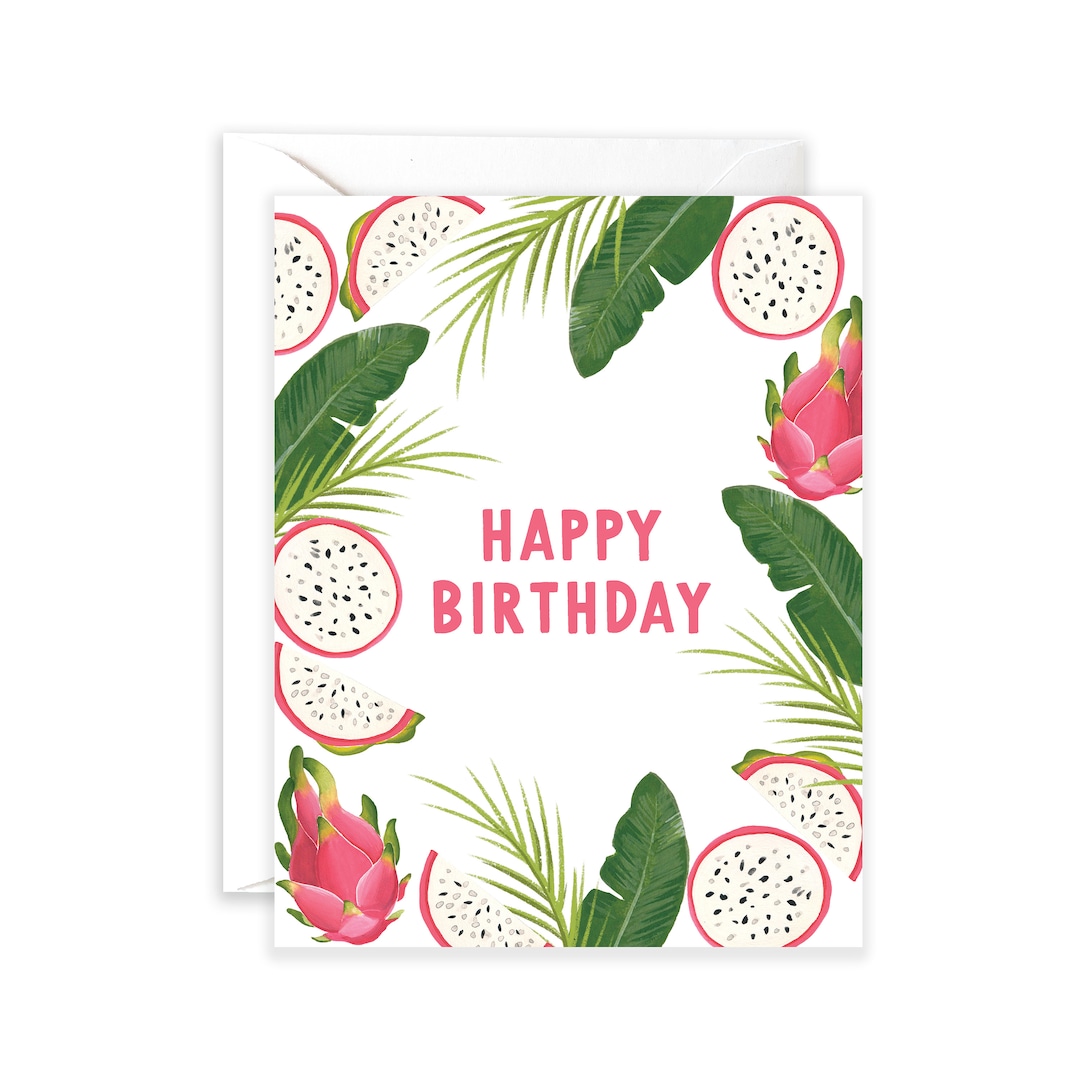Happy Birthday Greeting Card | Tropical Birthday Card | Tropical Dragon ...