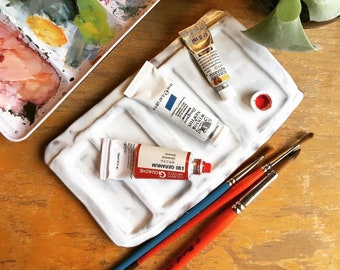 Palette d'artiste céramiste à grands puits rectangulaires