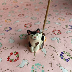 Kitty incense holder - custom porcelain cat figurine - Ceramic Christmas gift - pet memorial gift - Easter gift