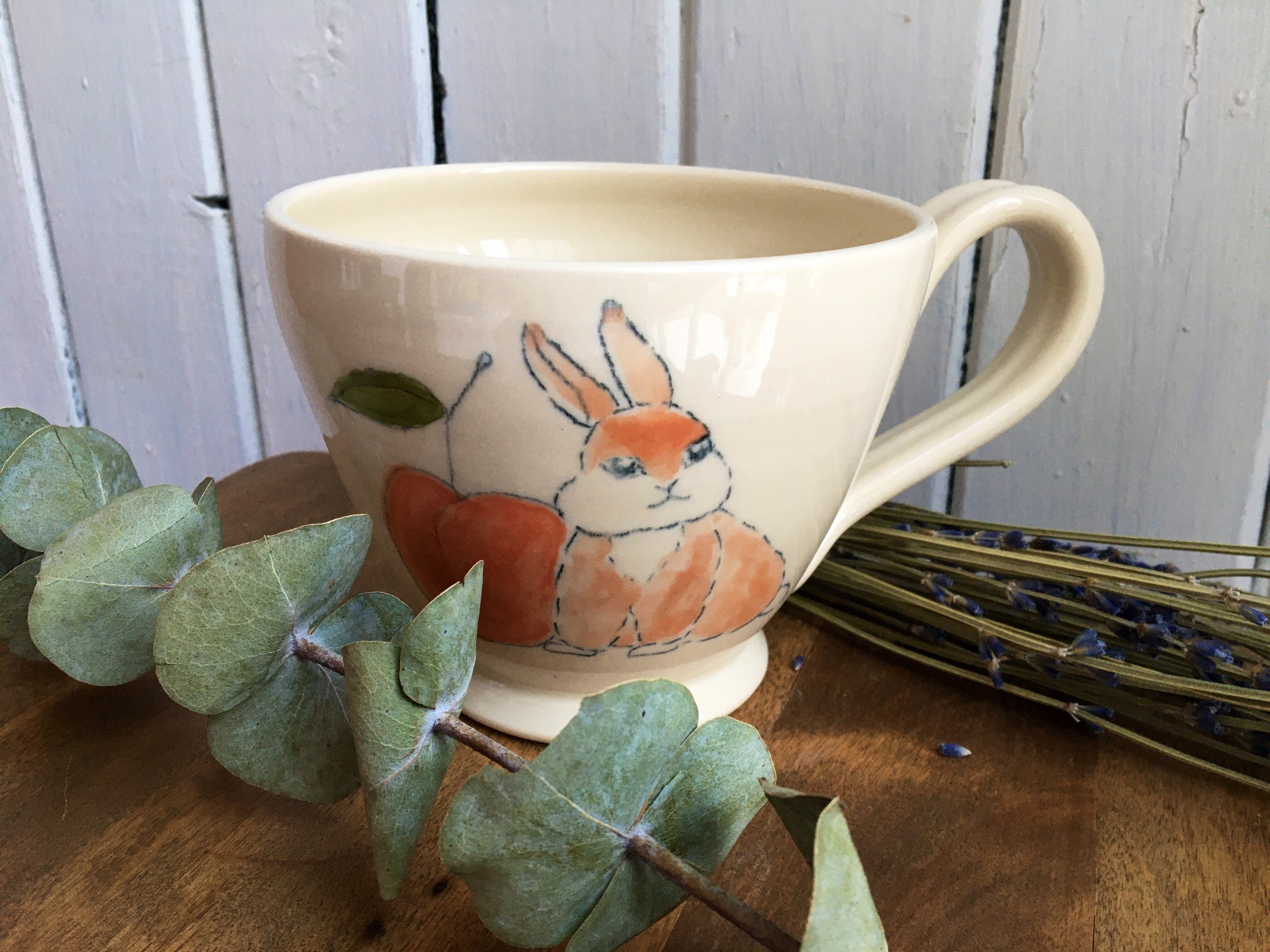 Large Bunny Rabbit Porcelain Ceramic Mug With Big Handle Etsy UK