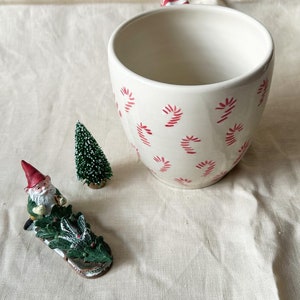Candy cane mug White and red pottery handmade large buck 22 ounces capacity image 10