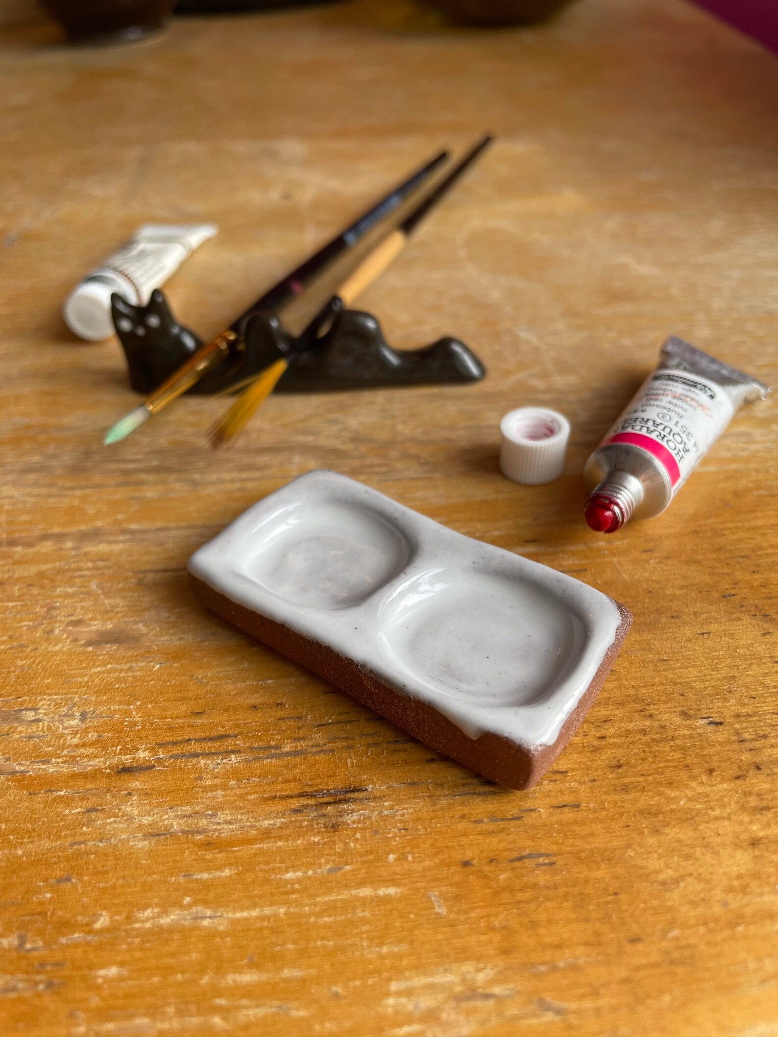 Black kitty brush holder art and painting accessories Etsy