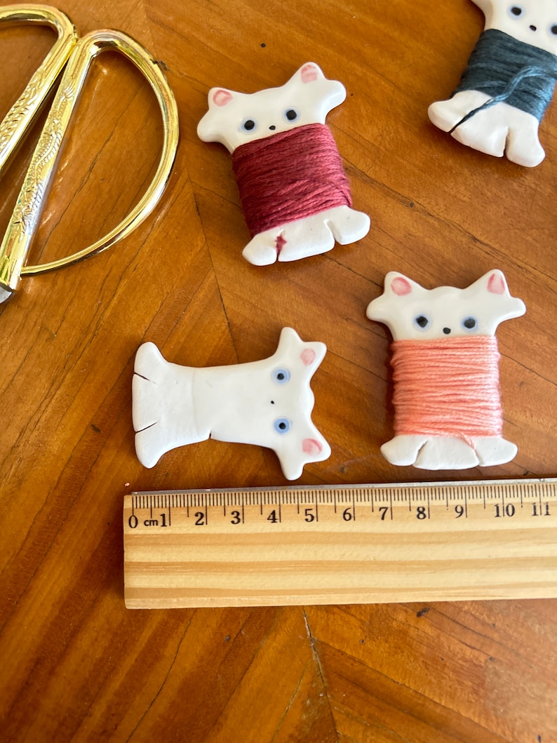 The Kitty Embroidery Floss Bobbins DIY Sewing Storage Accessory for