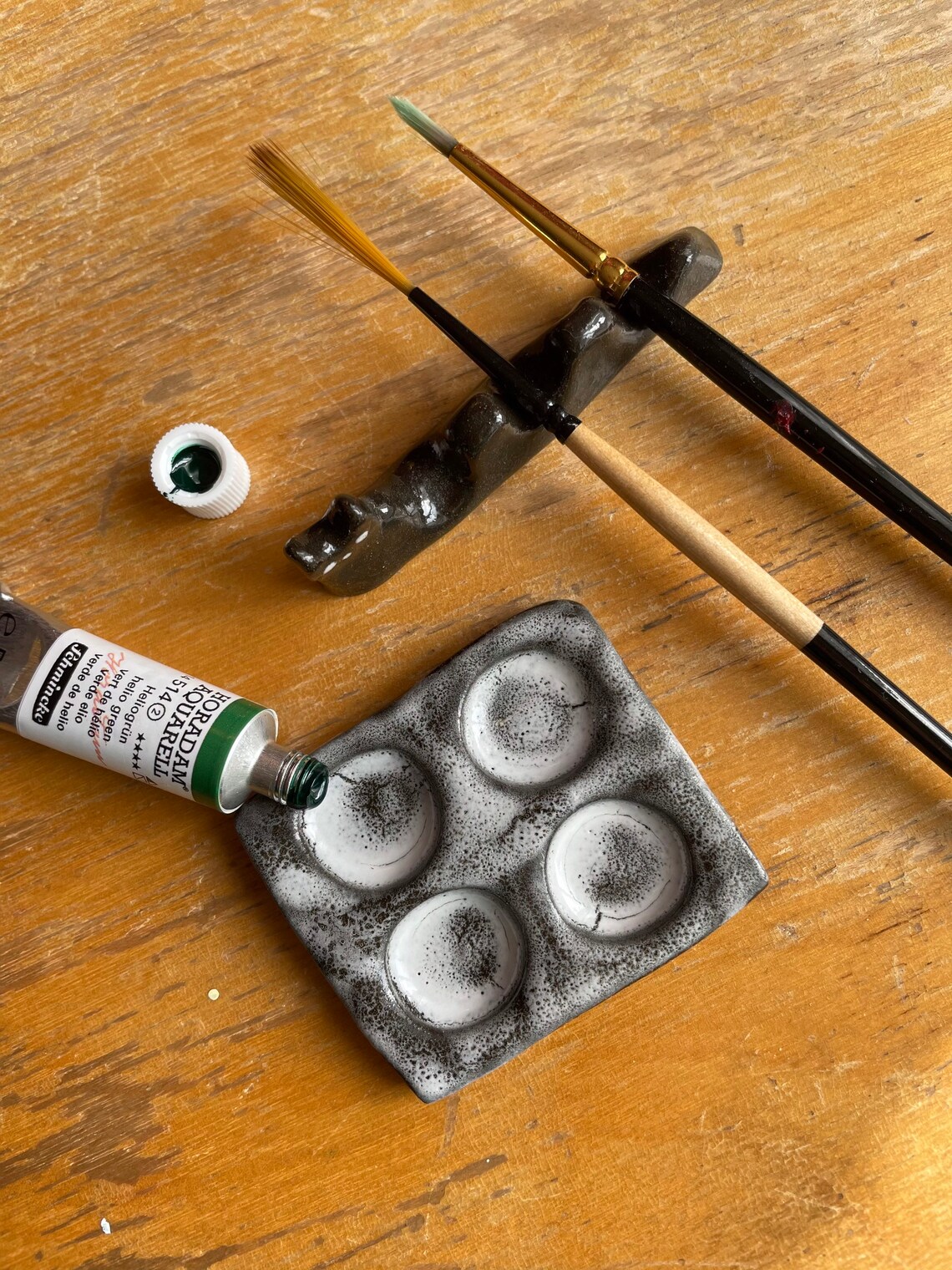 Black kitty brush holder art and painting accessories Etsy