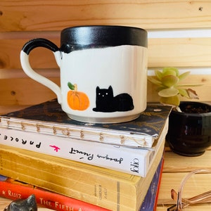 Ghost with pumpkin Halloween ceramic mug image 5