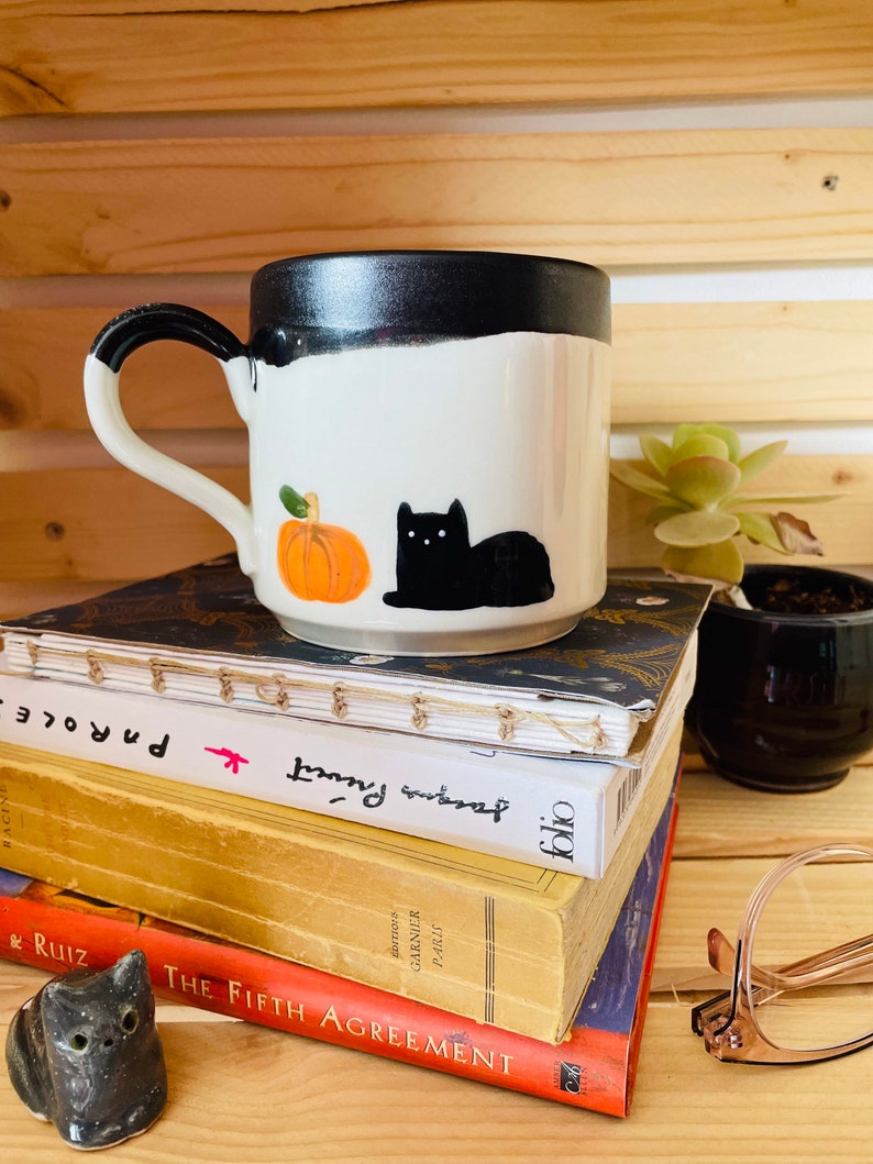 Ghost with pumpkin Halloween ceramic mug image 5