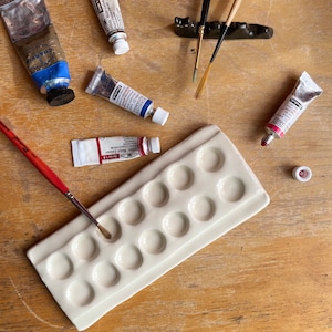 Ceramic artist palette - white paint palette