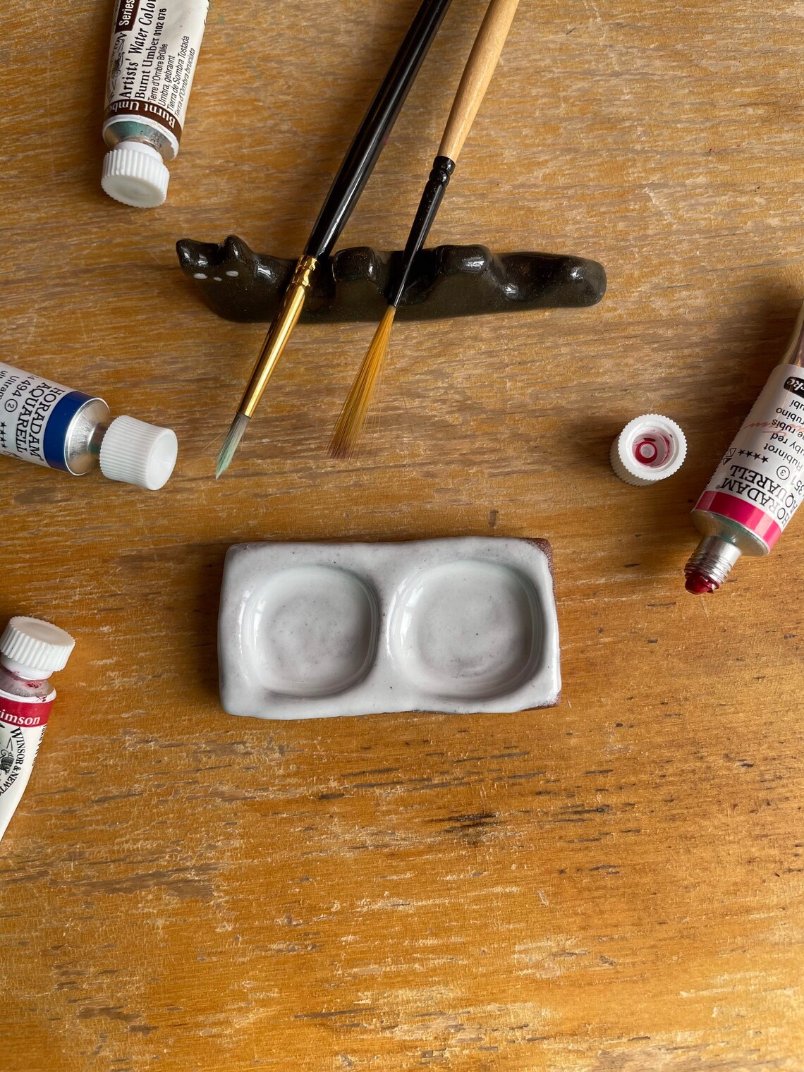 Black kitty brush holder art and painting accessories Etsy