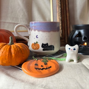 The Halloween mug - black cat and pumpkin mug