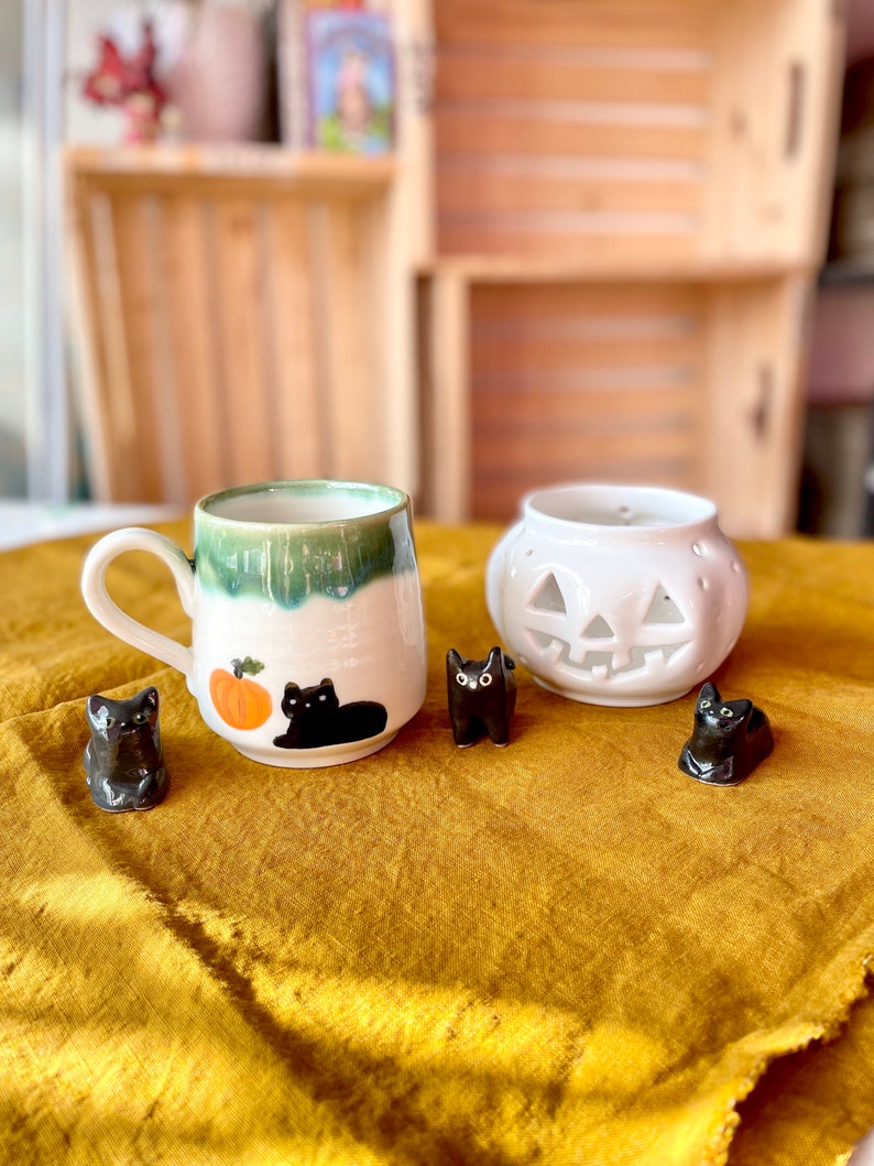 Ghost with pumpkin Halloween ceramic mug image 4