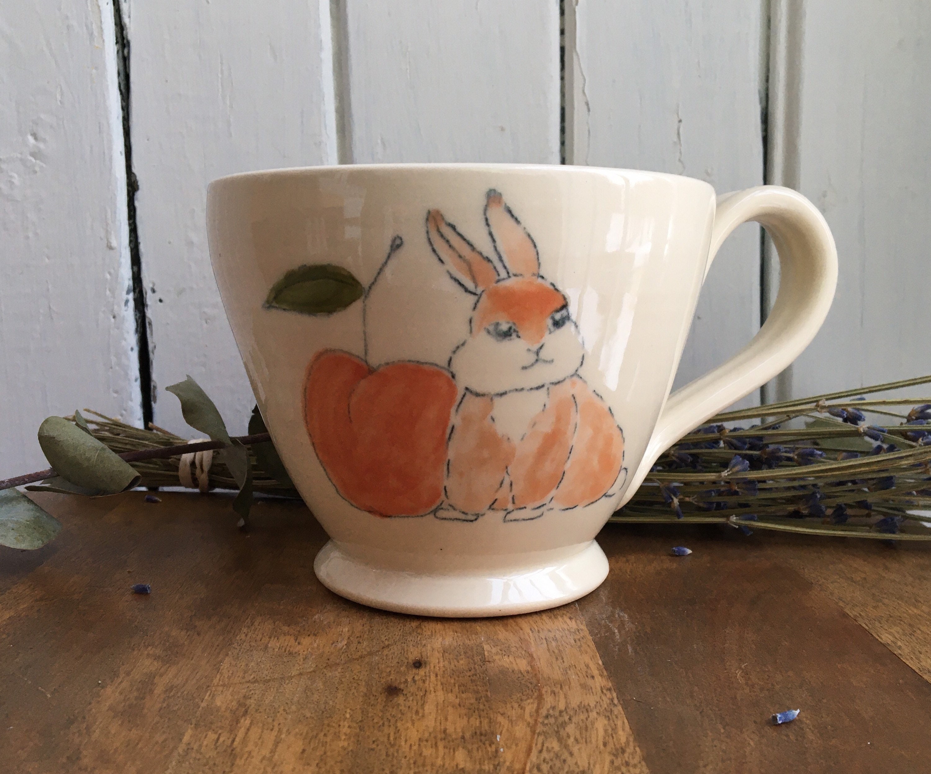 Large Bunny Rabbit Porcelain Ceramic Mug With Big Handle Etsy UK