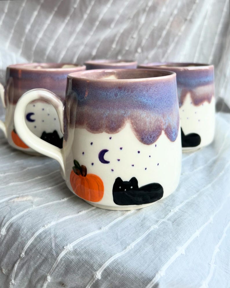 The Halloween mug - black cat and pumpkin mug image 2