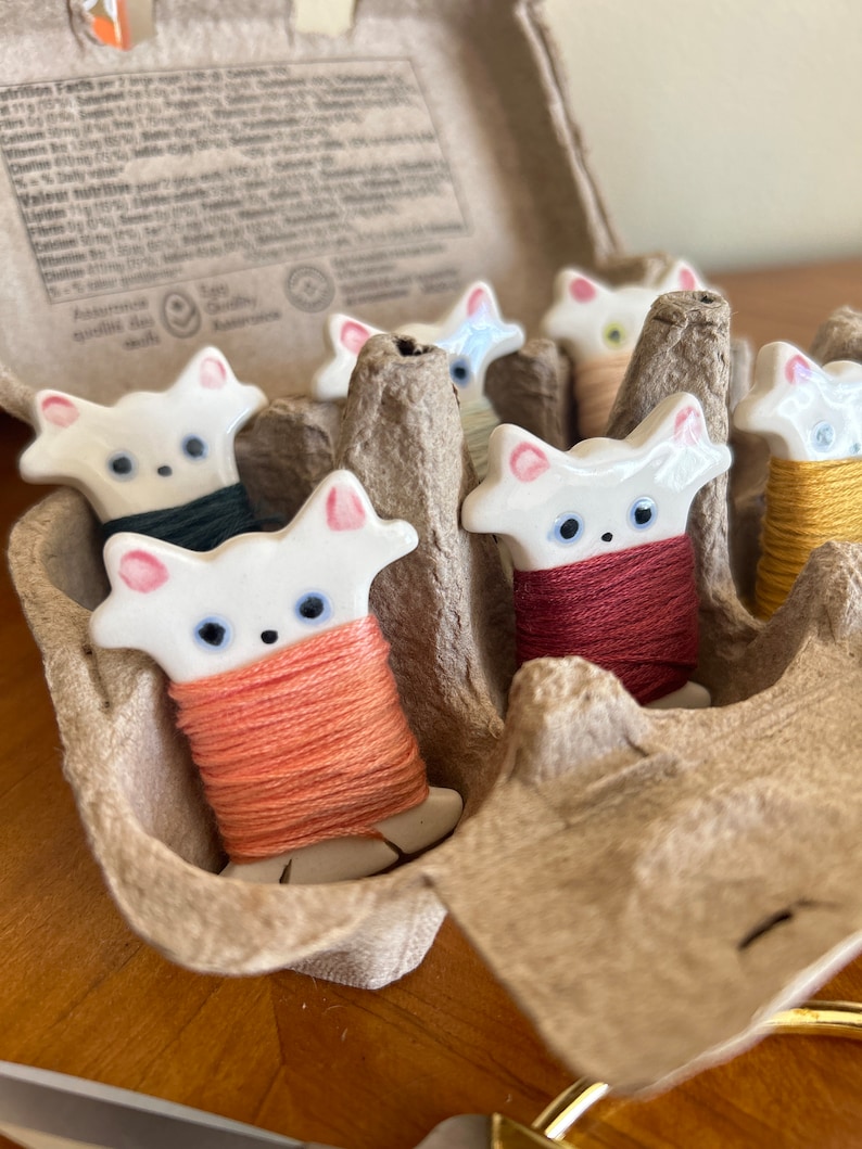 The Kitty Embroidery Floss Bobbins DIY Sewing Storage Accessory for