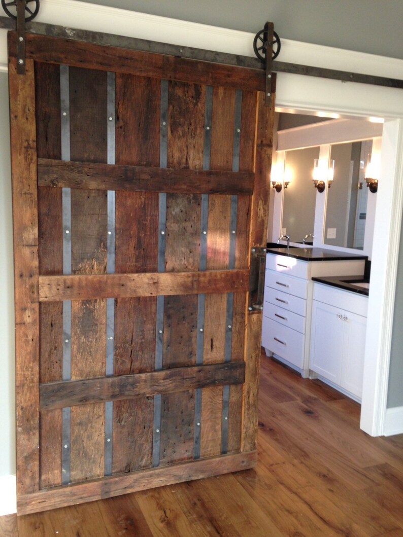 Spoked Sliding Barn Door Closet Hardware Set With Track Etsy
