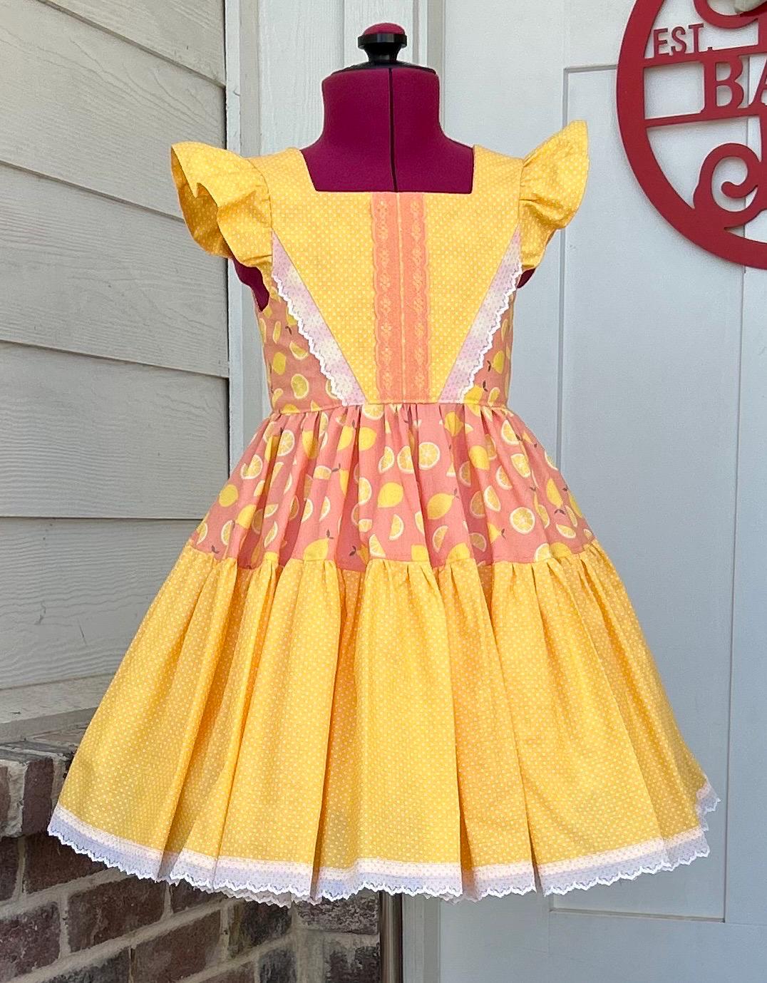 S6 Girls Lemon Dress: Oaklyn Flutter Sleeve Tiered Skirt - Etsy