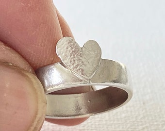 Sterling Silver Heart Promise Ring, Unisex Christmas Gift for Couples