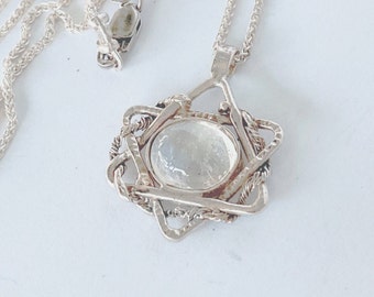 Mondstein Edelstein Davidstern Halskette - Sterling Silber Jüdisch Muttertag Vatertag Geschenk