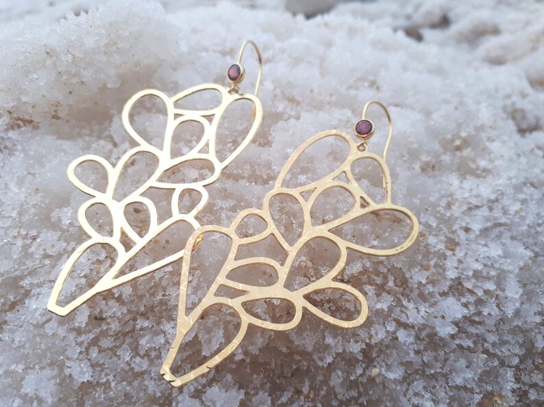 Large Open Work Lace Dangle Earrings August Birthstone Golden Cactus Dangle Earring Mother Day Gift Idea