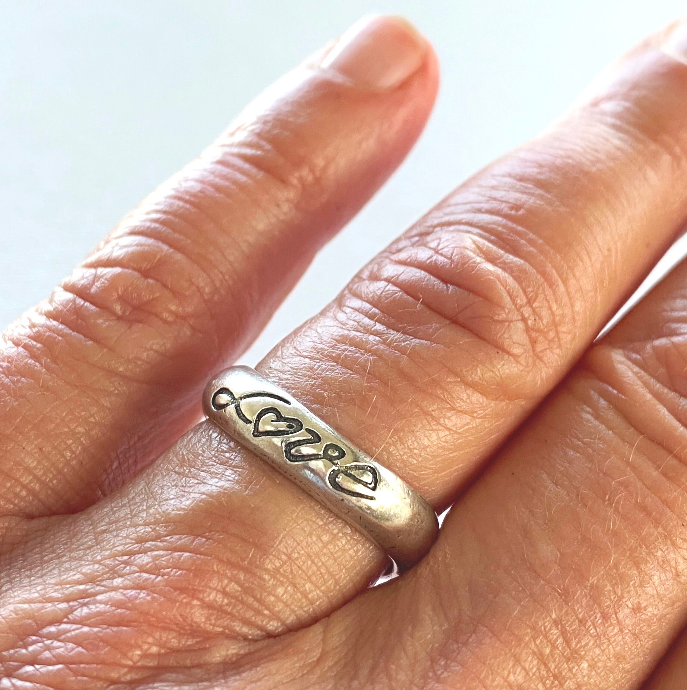 Sterling Silver LOVE Ring, Carved Word Band, Size 7/8 - Etsy