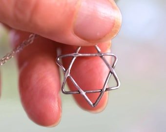 Minimalistische Sterling Silber Davidstern Halskette - Jüdisches Geschenk