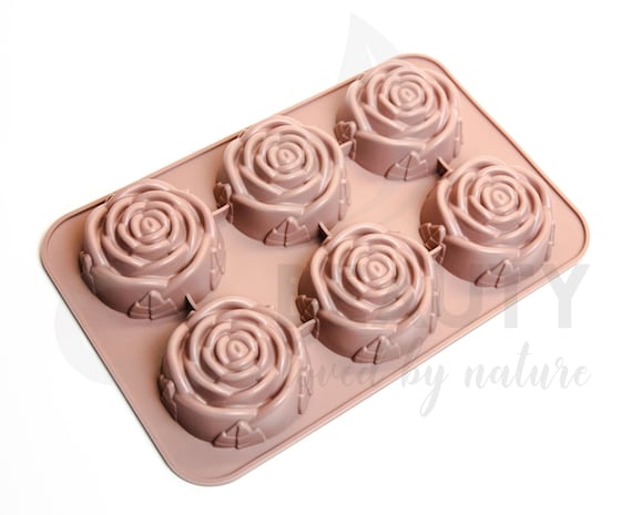 6 Cavity Roses Silicone Soap Mold, Soap Making Molds, Baking Tray
