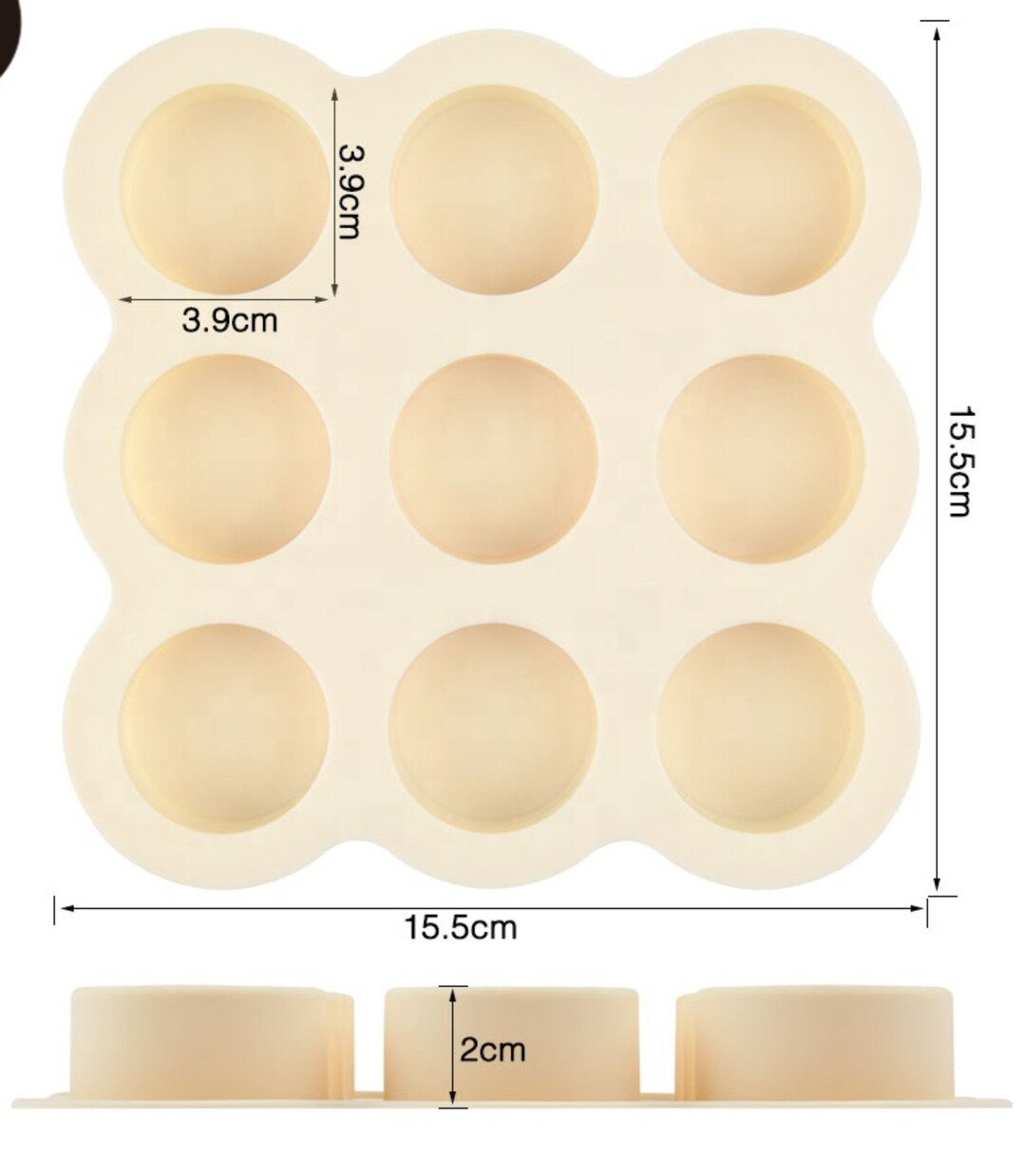 9 Cavity Circle Round Silicone Mold, Phone Grip Size, Soap Making ...