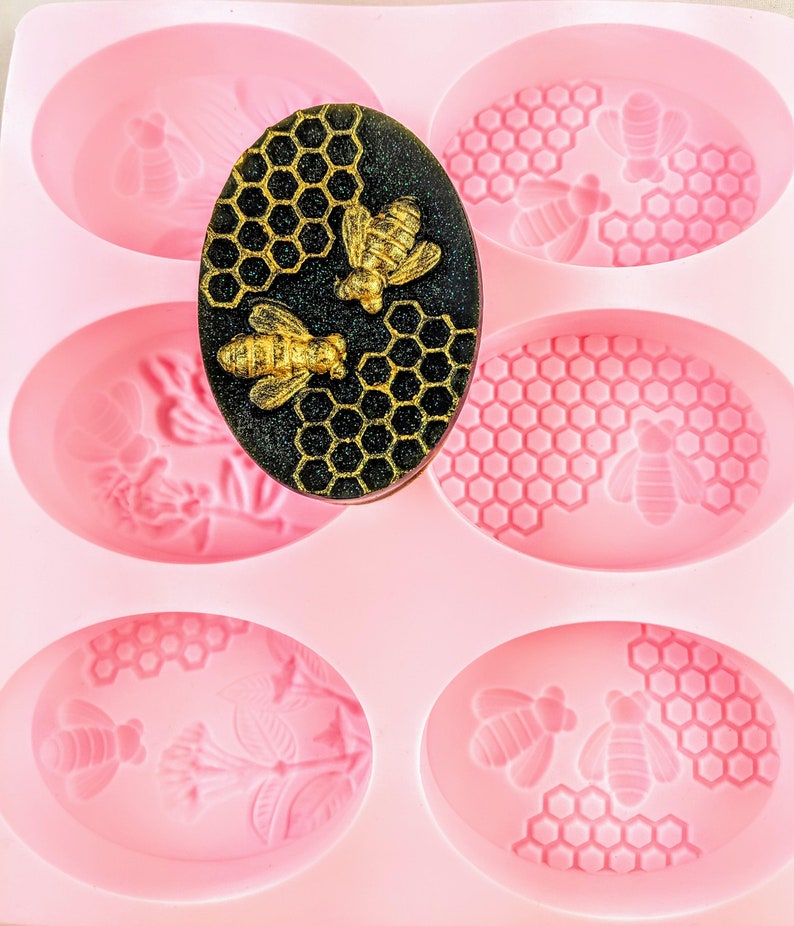6 Cavity Oval Honey Bee Silicone Soap Mold Soap Making Molds Etsy Canada