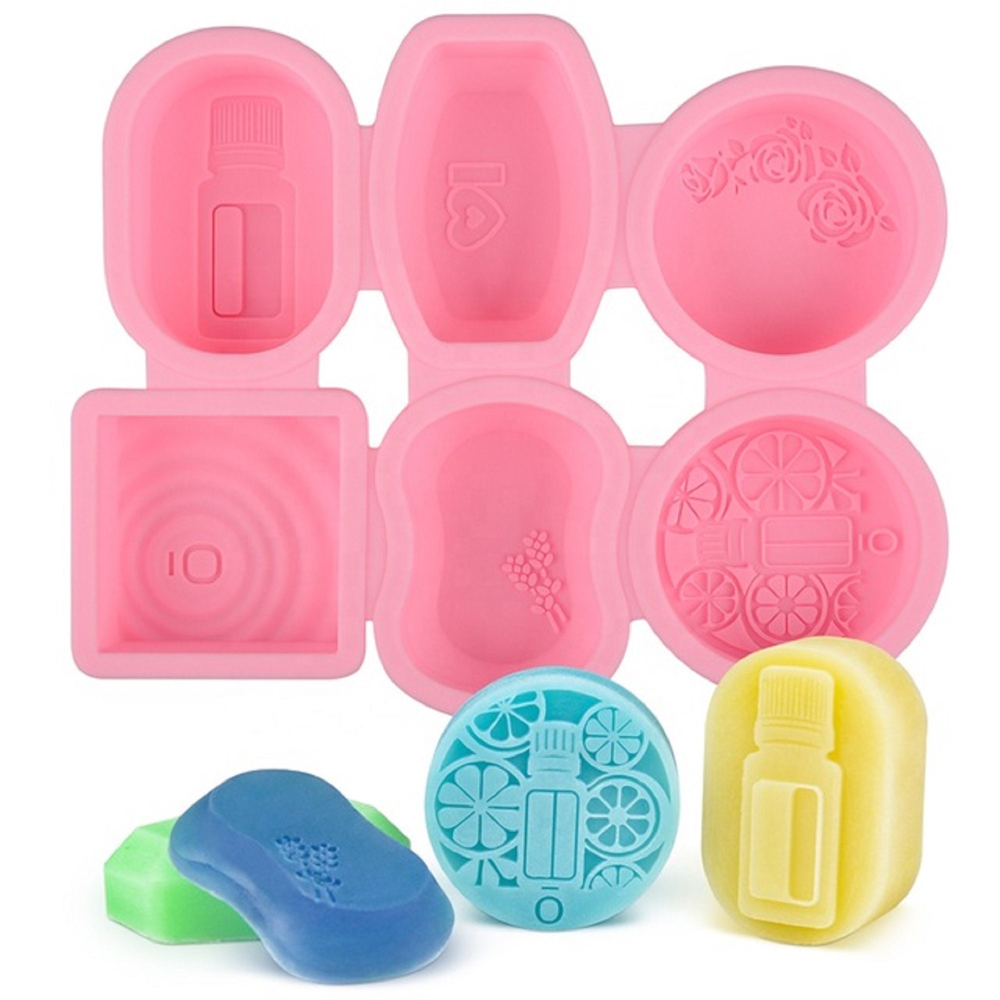 6 Cavity Oval 3D Silicone Soap Mold for DIY Handmade Soap Making