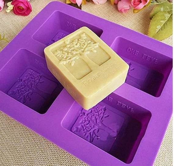 4 Cavity Massage Bar Silicone Mold, Soap Making Molds, Homemade