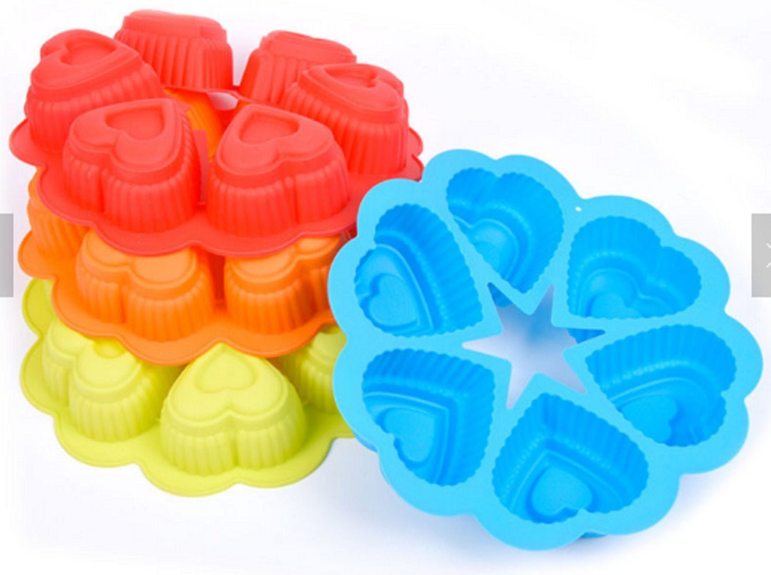 6 Units Heart Silicone Mold, Baking Mold, Jello Mold, Soap Making Molds