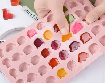 45 Cavity Mini Animal Faces Silicone Ice Mold, Gummy Mold, Soap Making Embeds, Candy, Jello, Chocolate, Homemade Mold Tray, Ice Maker