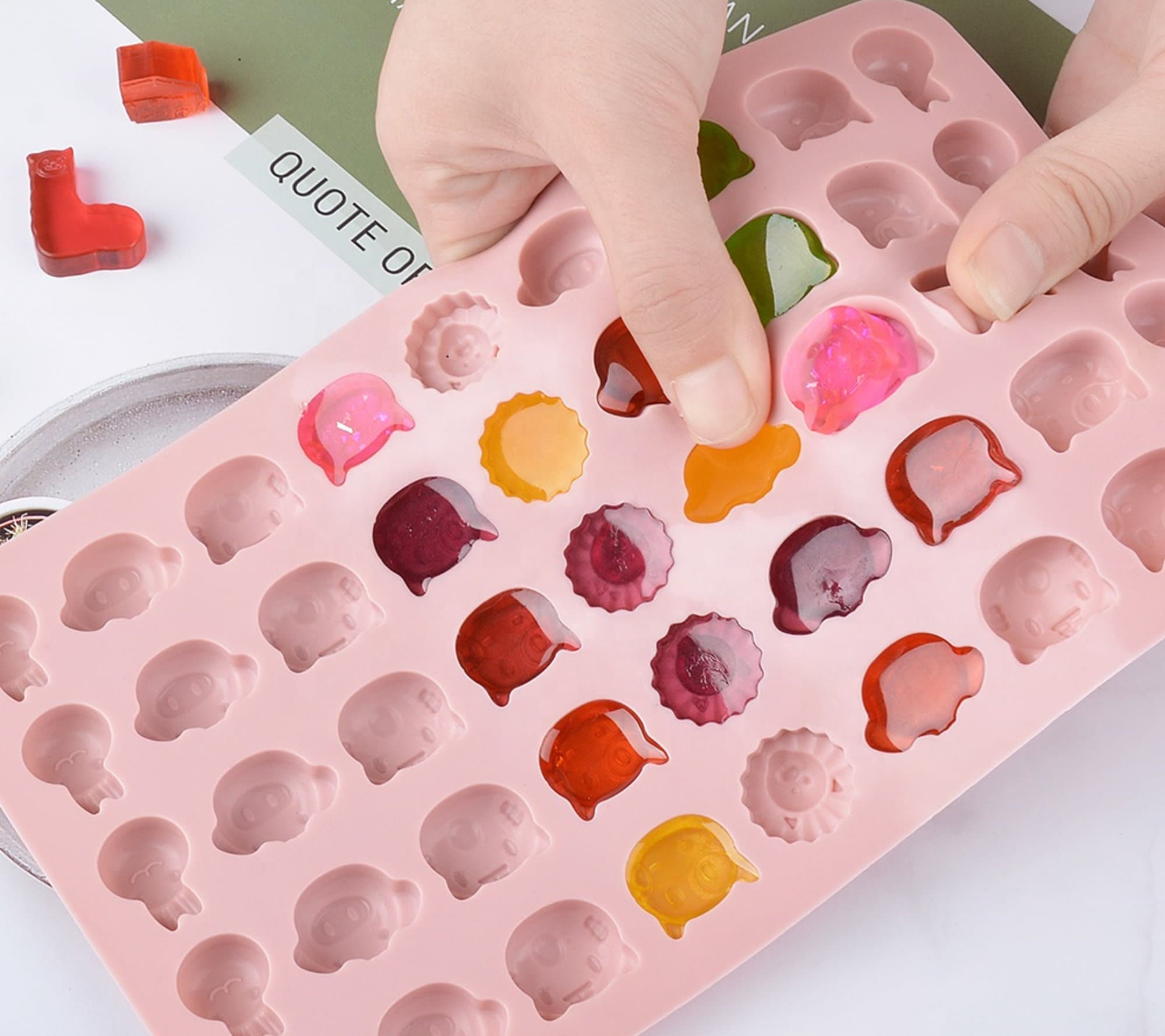 Hot Gummy Bear Candy Molds Food Grade Silicone Chocolate Gummy Molds 50  Cavity 3D Silicone Candy Mold for Kids